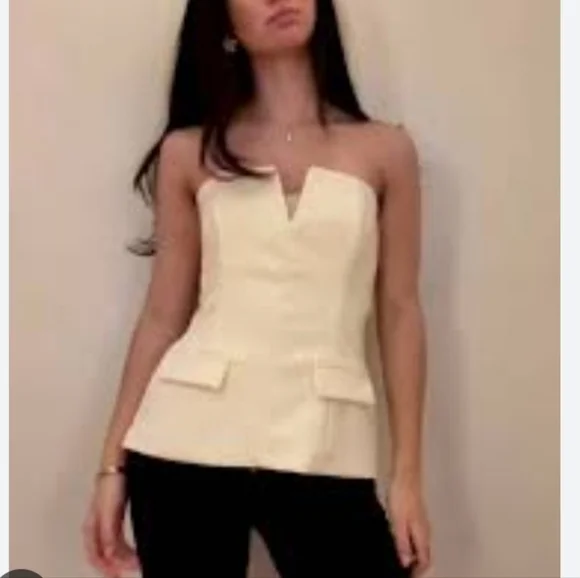 Zara Cream Strapless Top Sz-XL - Picture 5 of 10